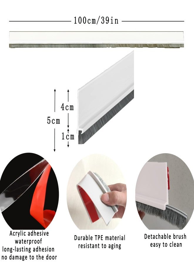 Yingd Door Draft Stopper with Brush Reduce Noise, 39" Rubber Door Sweep Breeze Blocker, Adjustable Under Door Draft Stoppers, Soundproofing for Doors, Door Seal - White - Image 4